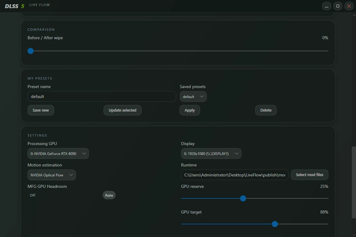 My presets and settings